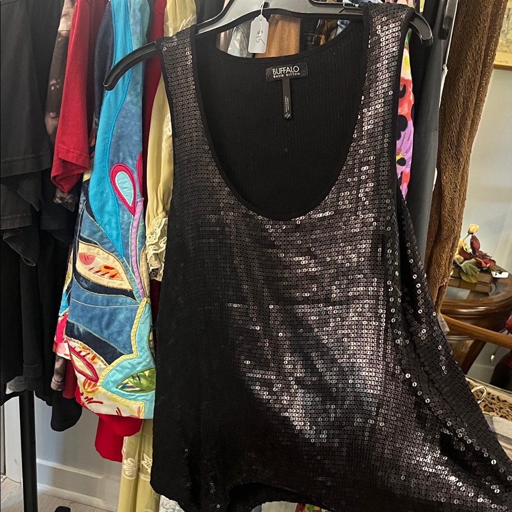 Buffalo David Bitton Women's Black Sequin Tank Top